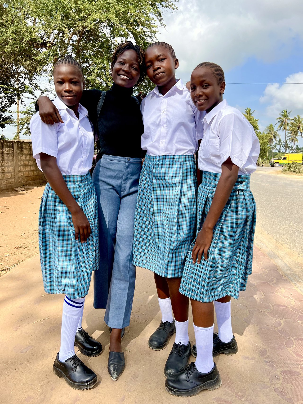 Lilian, CEO Maisy, Agnes and Hope on their first day of boarding school